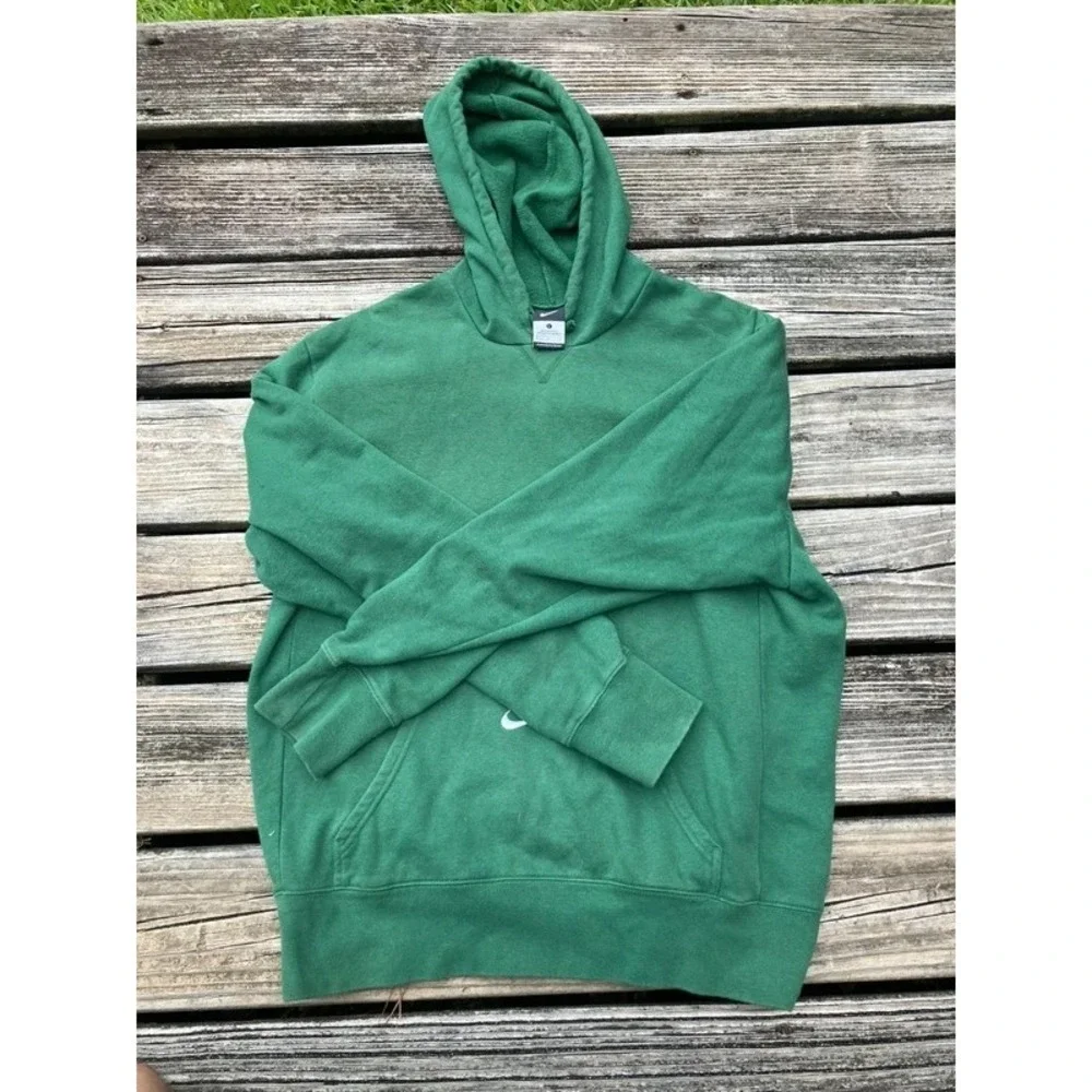 Vintage Y2K Nike Center Swoosh Hoodie Green Pullover Sweatshirt Men Lg 25